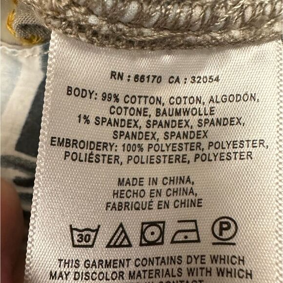 Anthropologie Chino khaki & gold embroidered relaxed pants - Picture 8 of 9